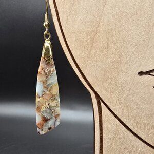 Artist Made Llanite & Gold Vermeil Dangle Earrings 2-3/4" Long